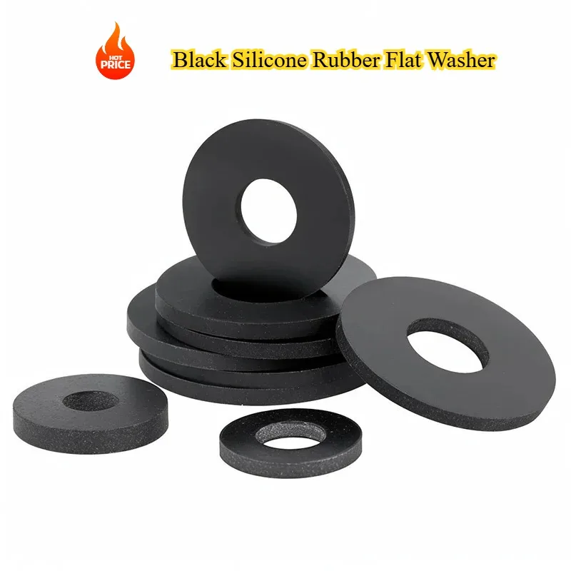 Черная силиконовая резиновая плоская шайба M2 M2.5 M3 M4 M5 M6 M7 M8 M10 M12 M13 M14 M15~M42 Силиконовое уплотнительное кольцо Прокладка