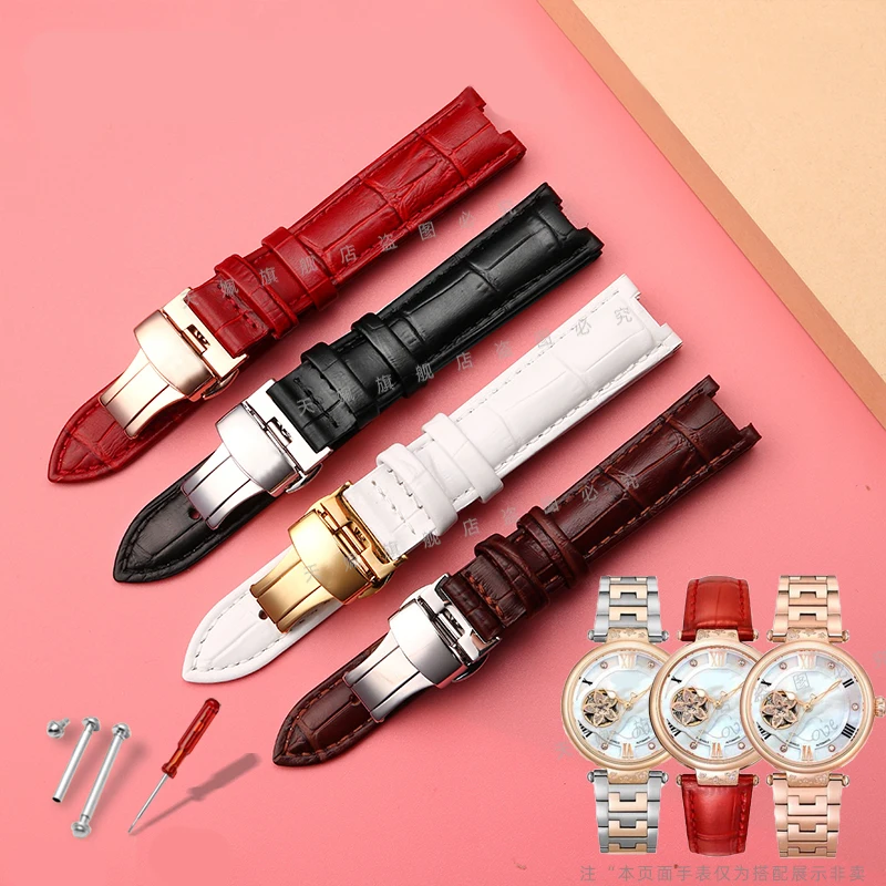 

Genuine Leather Watchband for Bao-ruo Watch Band 88105L/88103L/GG015 Notched Bracelet Red Brown Black Fashion Strap Women 18mm