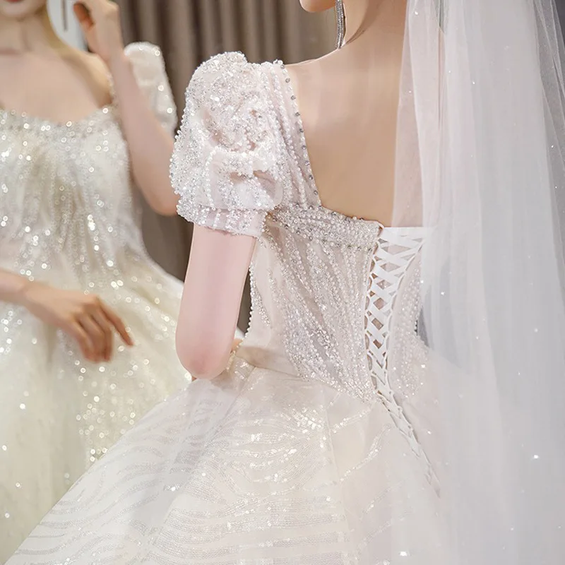 Индивидуальные элитные блестящие женские свадебные платья с блестками и