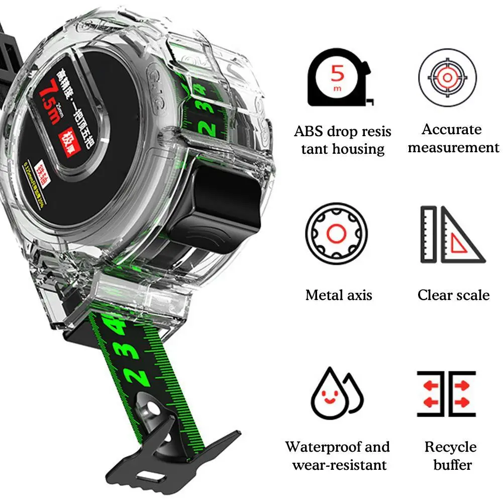 

5M 7.5M 10M High Precision Tape Measure With Fluorescence Woodworking Ruler Thickening Waterproof Anti-corrosion Measuring Tool