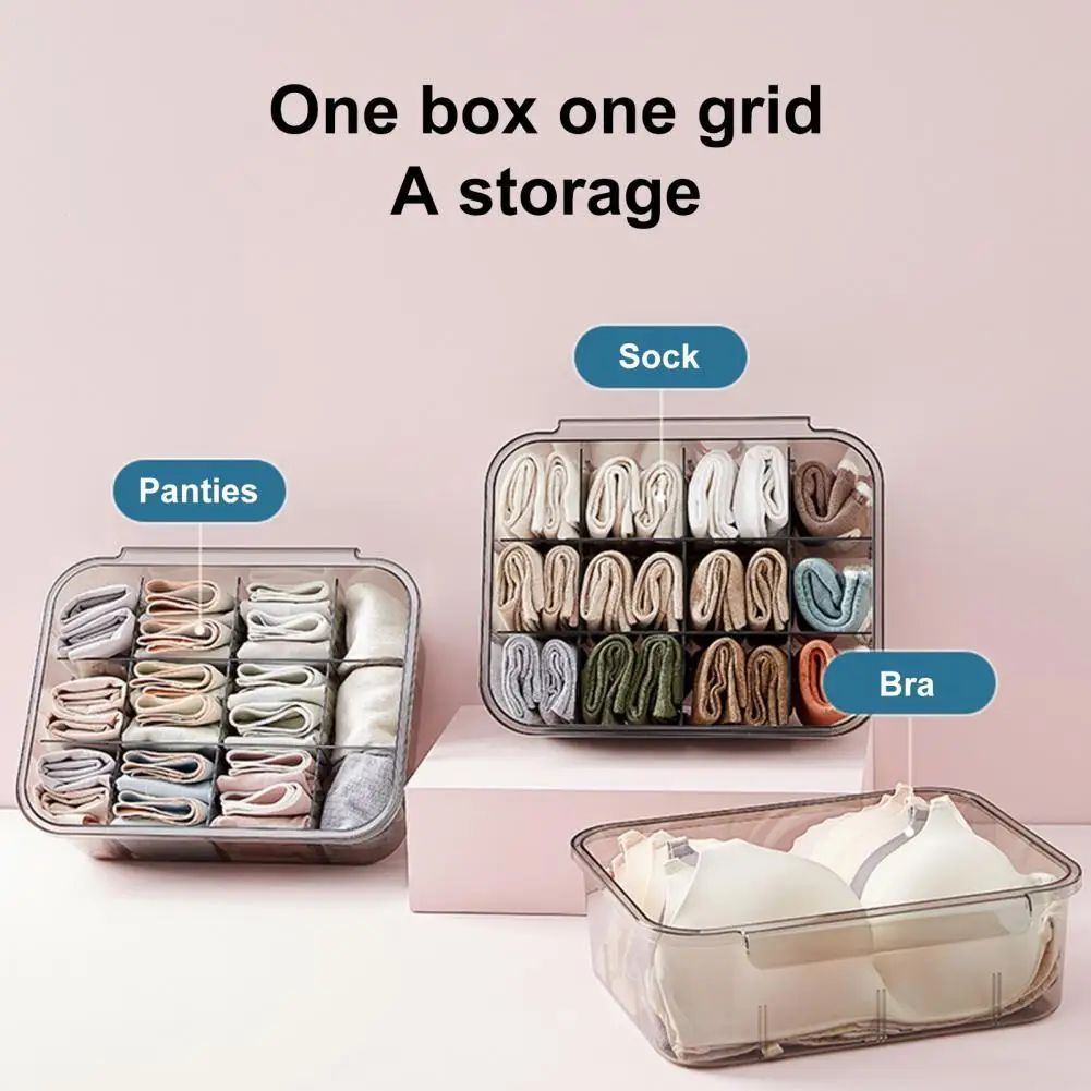 

Storage Box Detachable Sock Storage Dust-proof PP Divided Drawer Closet Underwear Organizer Box for Bedroom