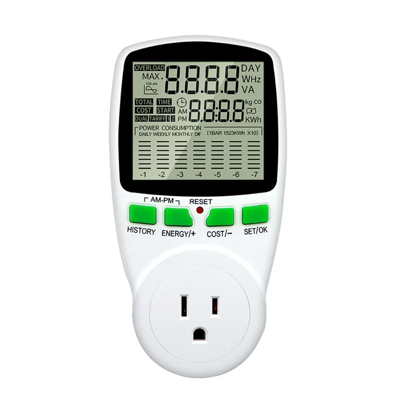 Digital LCD Energy Meter Wattmeter Wattage Electricity Kwh Power Measuring Outlet Analyzer US Plug