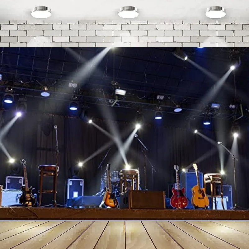 

Band Stage Backdrops Photography Spotlight Nightclub Show Rock Guitar Singing Performance Bar Background Decor Banner Birthday