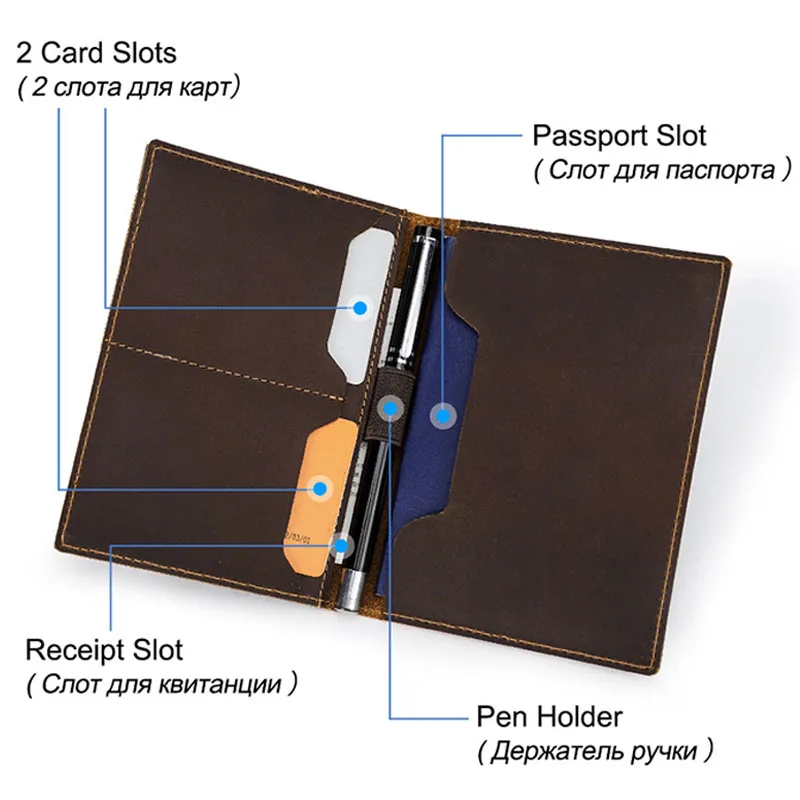 Full Grain Leather Passport Holder Travel Wallet Passport Organizer Passport Case with Pen Slot Inner