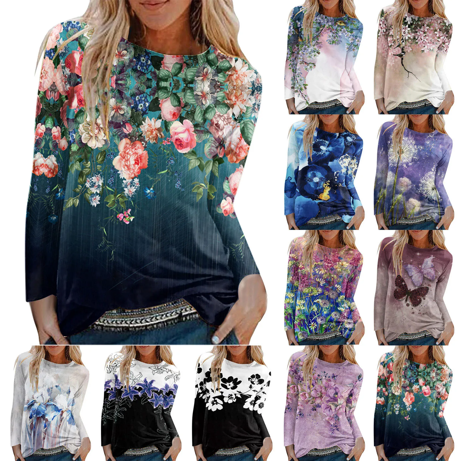 

Womens Long Sleeve Tops Casual Blouse Crew Neck Shirts T Shirts Women under Scrubs Long Sleeve Women Oversized Flannel