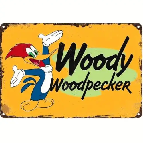 1b винтажный металлический знак Вуди Дятел мультяшное изображение настенный