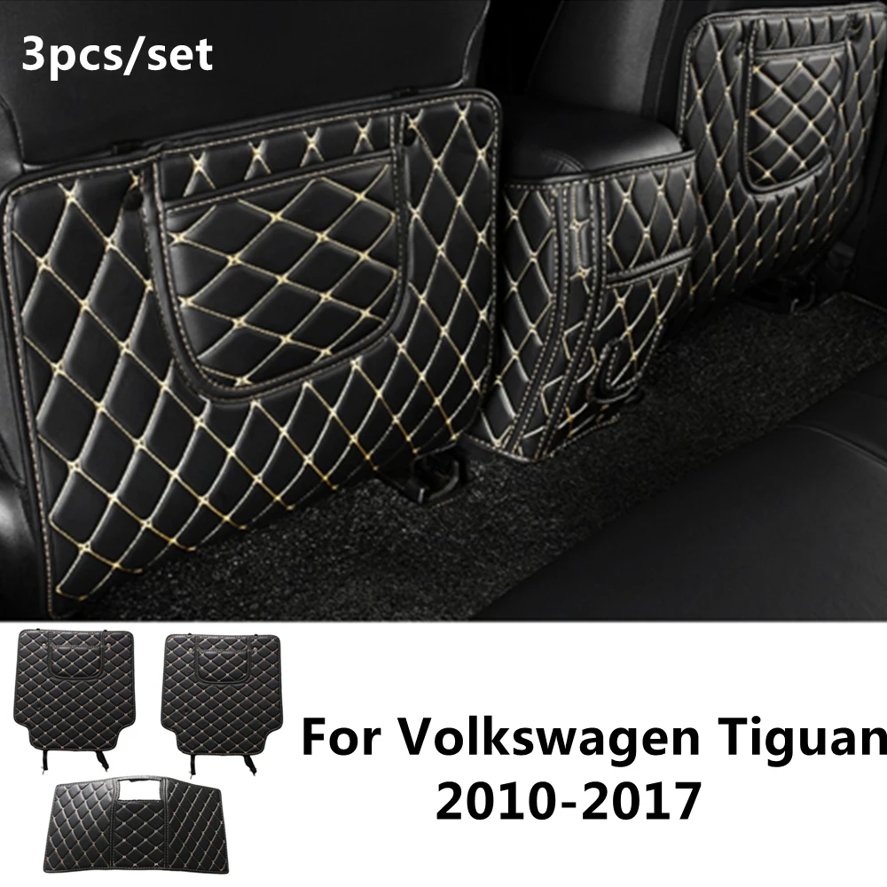 

SJ PU leather Car Rear Seat Anti-Kick Pad Back Seats Cover Armrest Anti-dirty Protection Mat For Volkswagen Tiguan 2010-11-2017