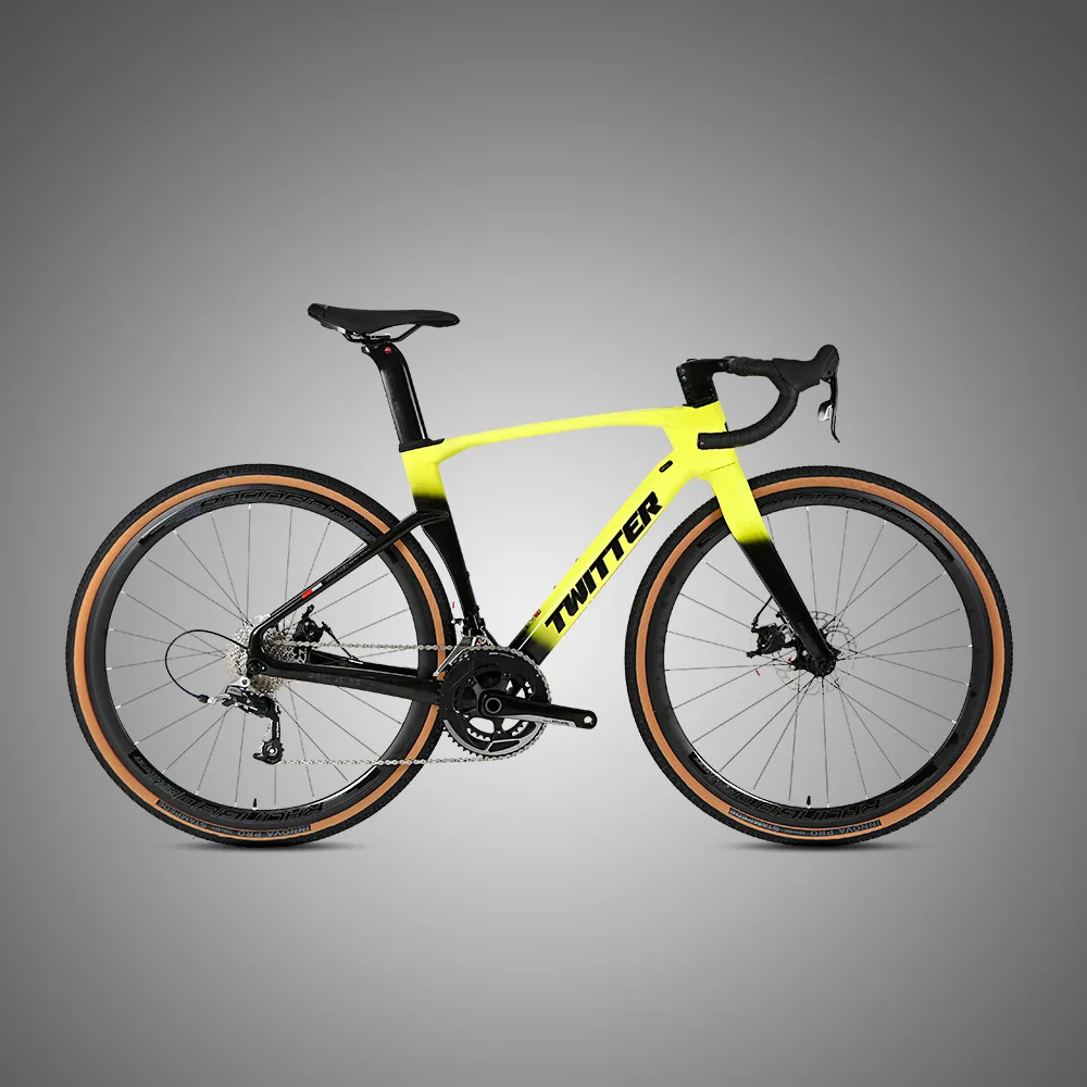 TWITTER GRAVEL-V2-RS-24-speed small set of aluminum wheels with carbon handlebars and fully hidden ROUTE 700C carbon fiber bike images - 6