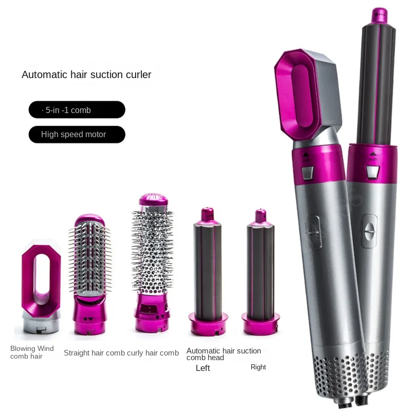 

Hair Dryer 5 In 1 Electric Hair Comb Negative Ion Straightener Brush Blow Dryer Air Comb Curling Wand Detachable Brush Kit Home