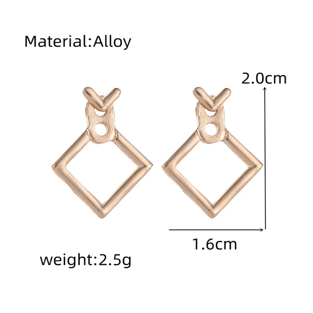 Женские серьги-гвоздики геометрической формы, креативные простые металлические украшения в минималистичном стиле, треугольные и квадратные, золотистого цвета, ювелирные аксессуары
