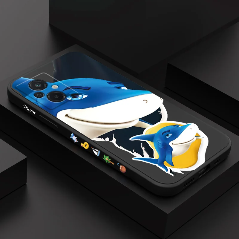 

Smiling Shark Phone Case For Xiaomi Poco M5 M5S F5 X5 F4 X4 M4 F3 X3 M3 F2 X2 Pro C40 4G 5G GT Liquid Silicone Cover