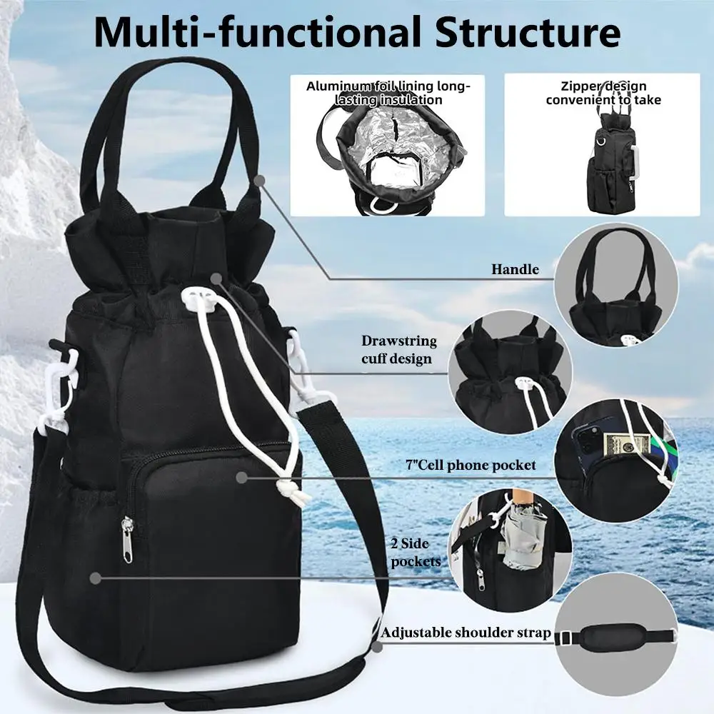 Сумка-переноска для бутылки с водой и карманом телефона регулируемая сумка на