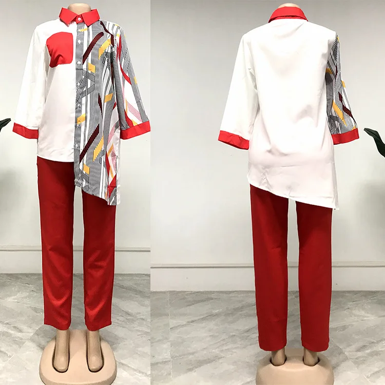 Новый Африканский модный костюм 4 цвета (рубашка и брюки) рубашка с рукавом