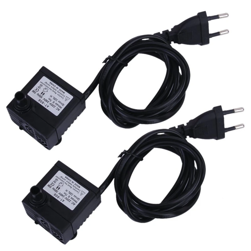 2X AC 220-240V 5W Submersible Water Pump For Aquarium Pond Fountain EU Plug