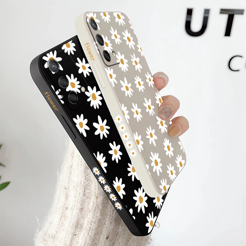 Фото Мягкий чехол с ромашками и цветами для OPPO A78 A76 A74 A72 A60 A57 A54 A53 A52 A38 A36 A35 A33 A32 A31, противоударный силиконовый чехол для телефона №4