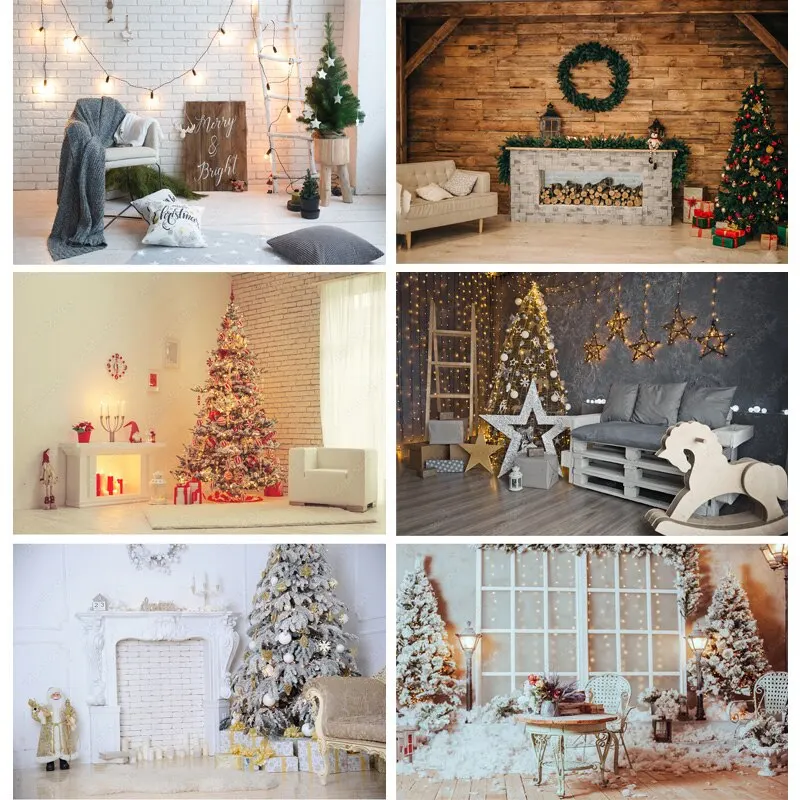 

SHUOZHIKE Christmas Photography Background Snowman Christmas tree Portrait Backdrops For Photo Studio Props KKLL-02