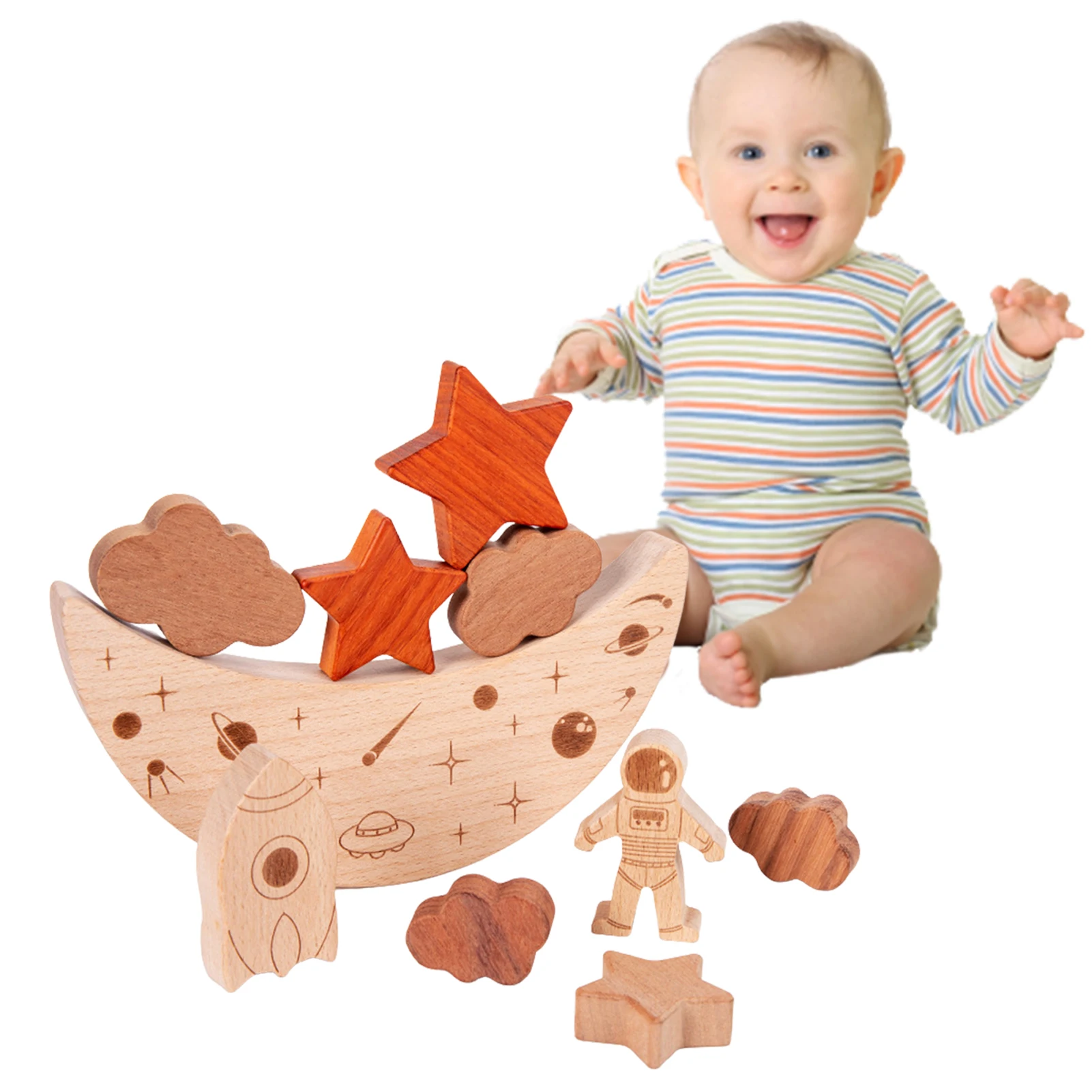 

INS Style Wooden Building Blocks Wood Toy Block Stacker Balancing Games Montessori Educational Toys For Children Toddlers