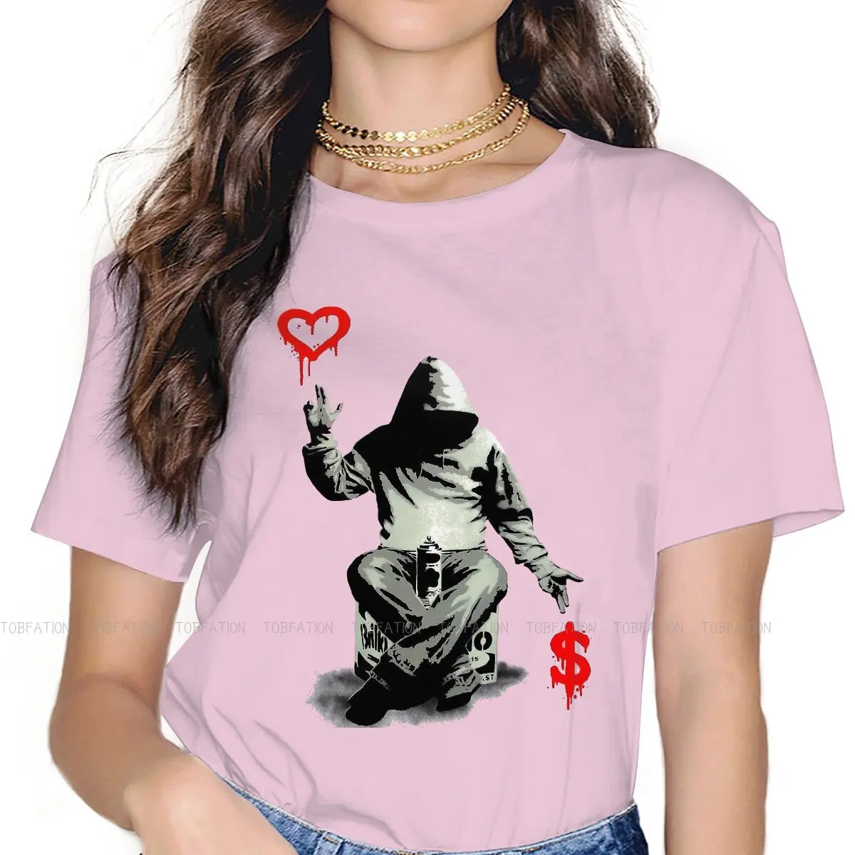 

Banksy Love Over Money Harajuku TShirt Streetwear Casual T Shirt Women Short Sleeve Unique Gift Idea