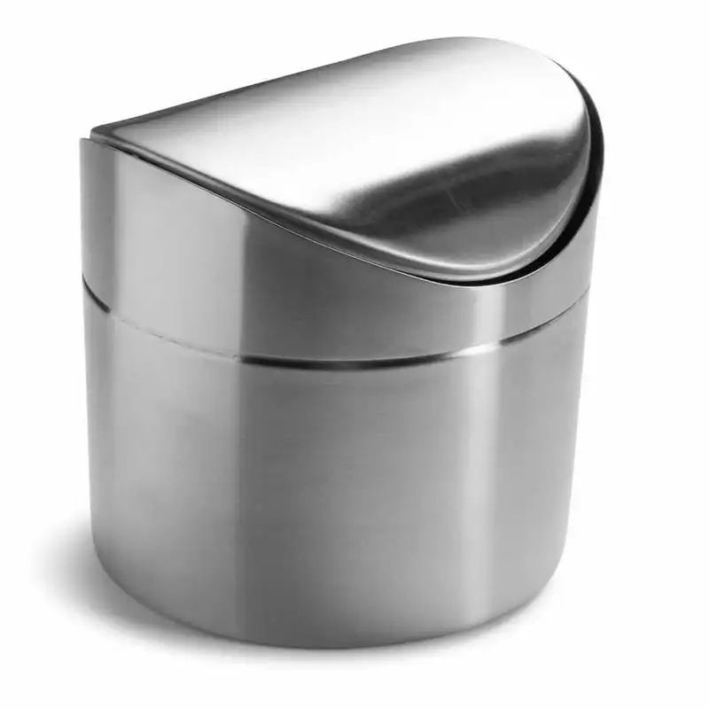 

Countertop Trash Can, Brushed Stainless Steel, with Swing Top Lid, 0.40 Gallon Hanging kitchen waste bin Rain barrel water colle