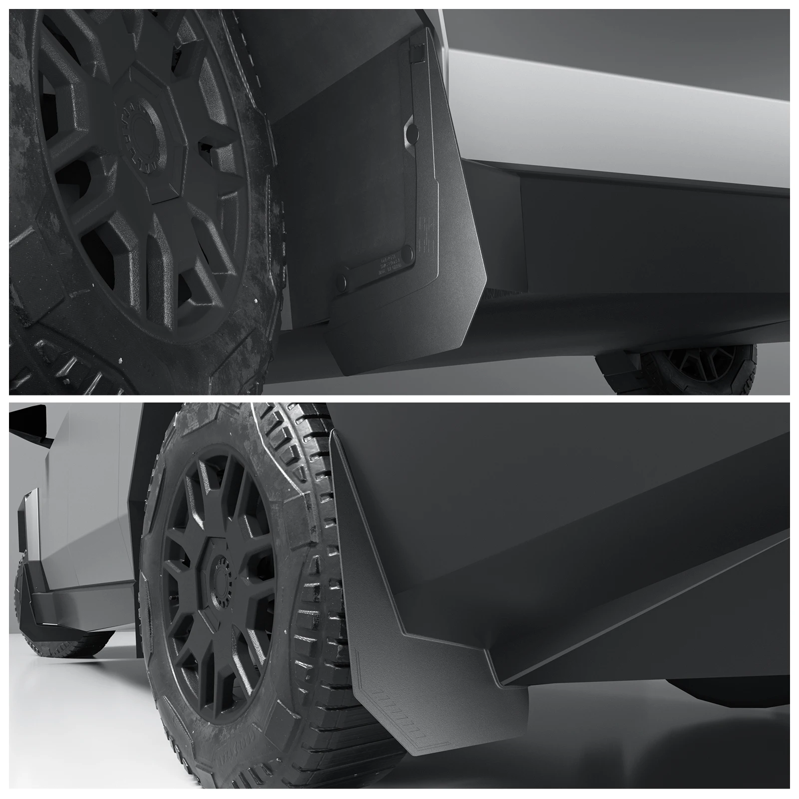 Фото LUCKEASY для Tesla Cybertruck 2024-2026 брызговики на заднее колесо, аксессуары для модификации автомобиля, брызговик, комплект брызговиков, 4 шт. №5