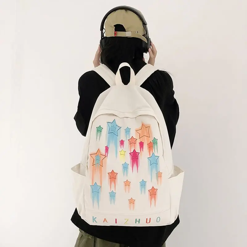 

Рюкзак для девочек Y2K Star унисекс, нейлоновый Повседневный модный вместительный школьный рюкзак на молнии для студентов колледжа