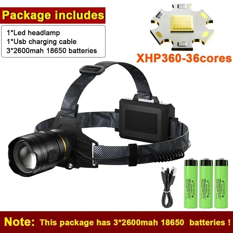 

Налобный фонарь XHP360 100000 люмен