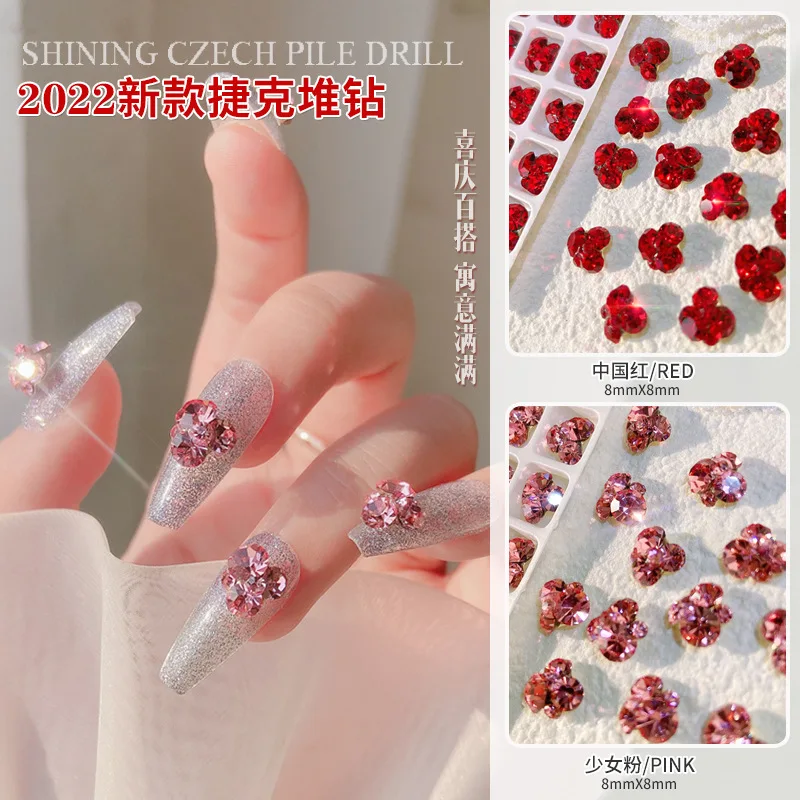 1 шт. китайские красные/розовые чешские ворсовые ногти 5 в Роскошные блестящие