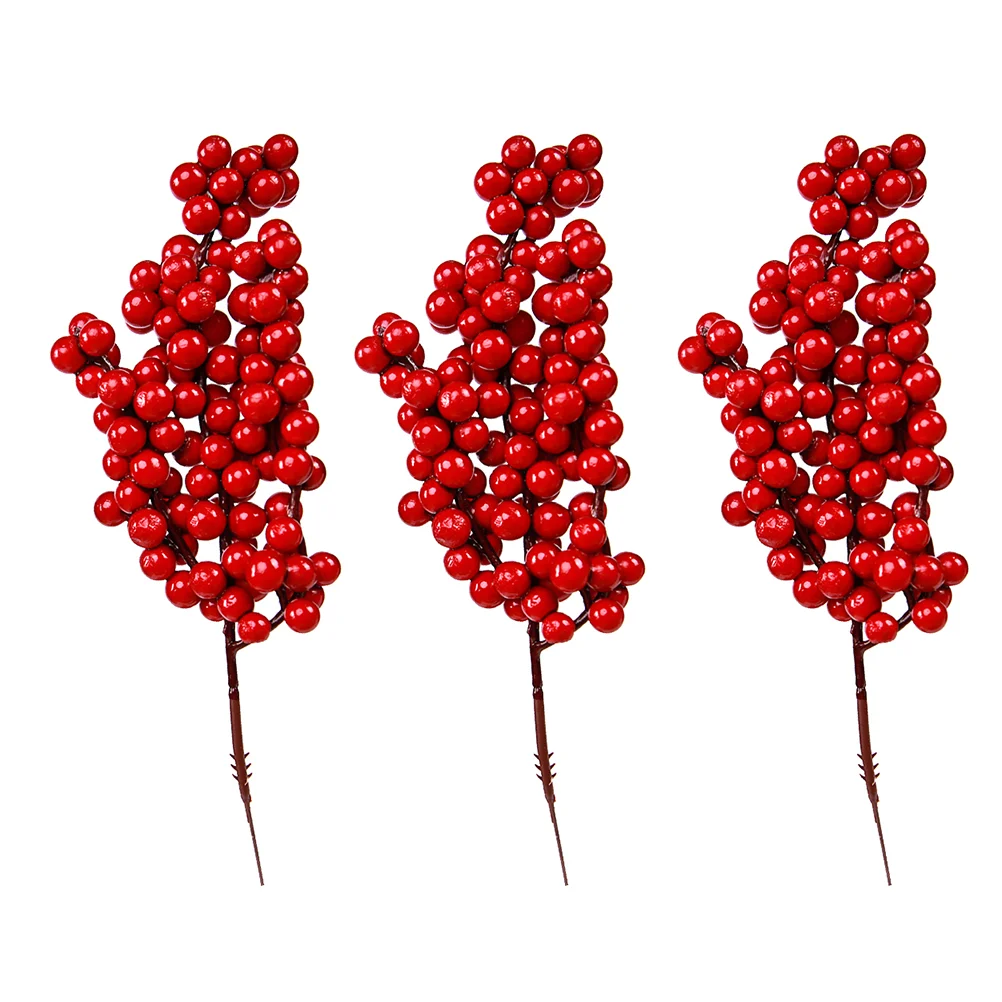 

3pcs Christmas Artificial Flower Small Fruit Bouquet Red Imitation Berry (Red)