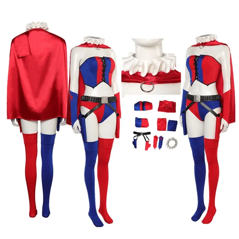 Взрослый костюм Quinzel для косплея женский фантазийный жилет ролевых игр плащ