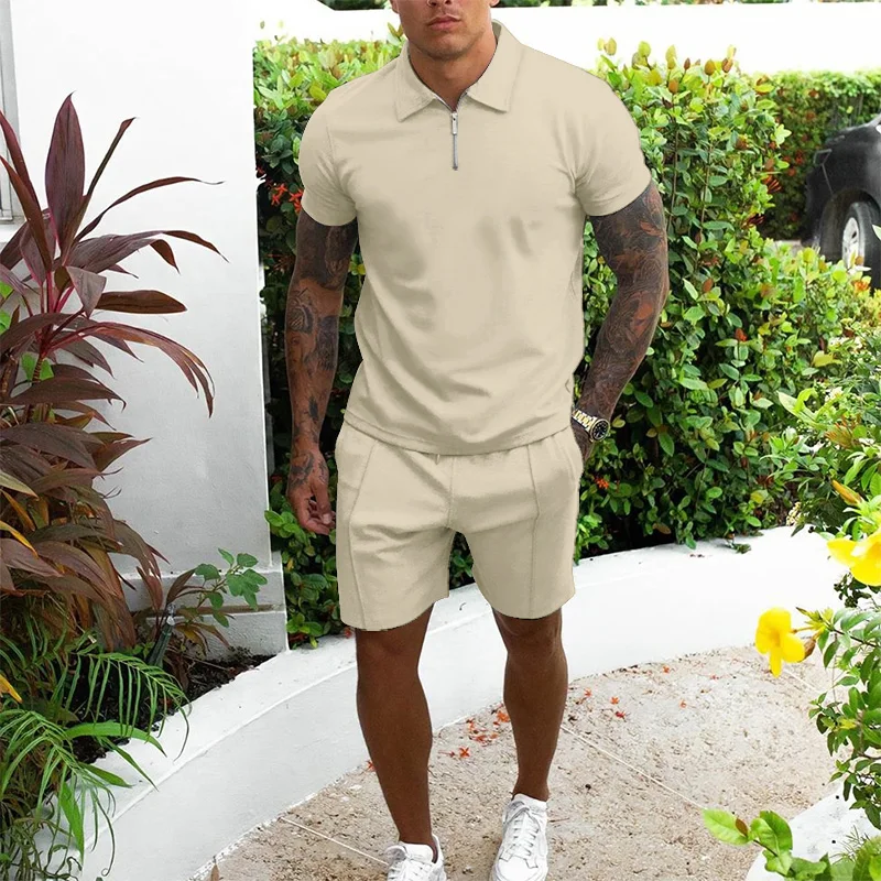 New Men's Sets 2022 Summer Casual Simple T-Shirt Sports Suit Two Piece+Shorts Fashion Short-Sleeved Fitness Jogger Tracksuit Men
