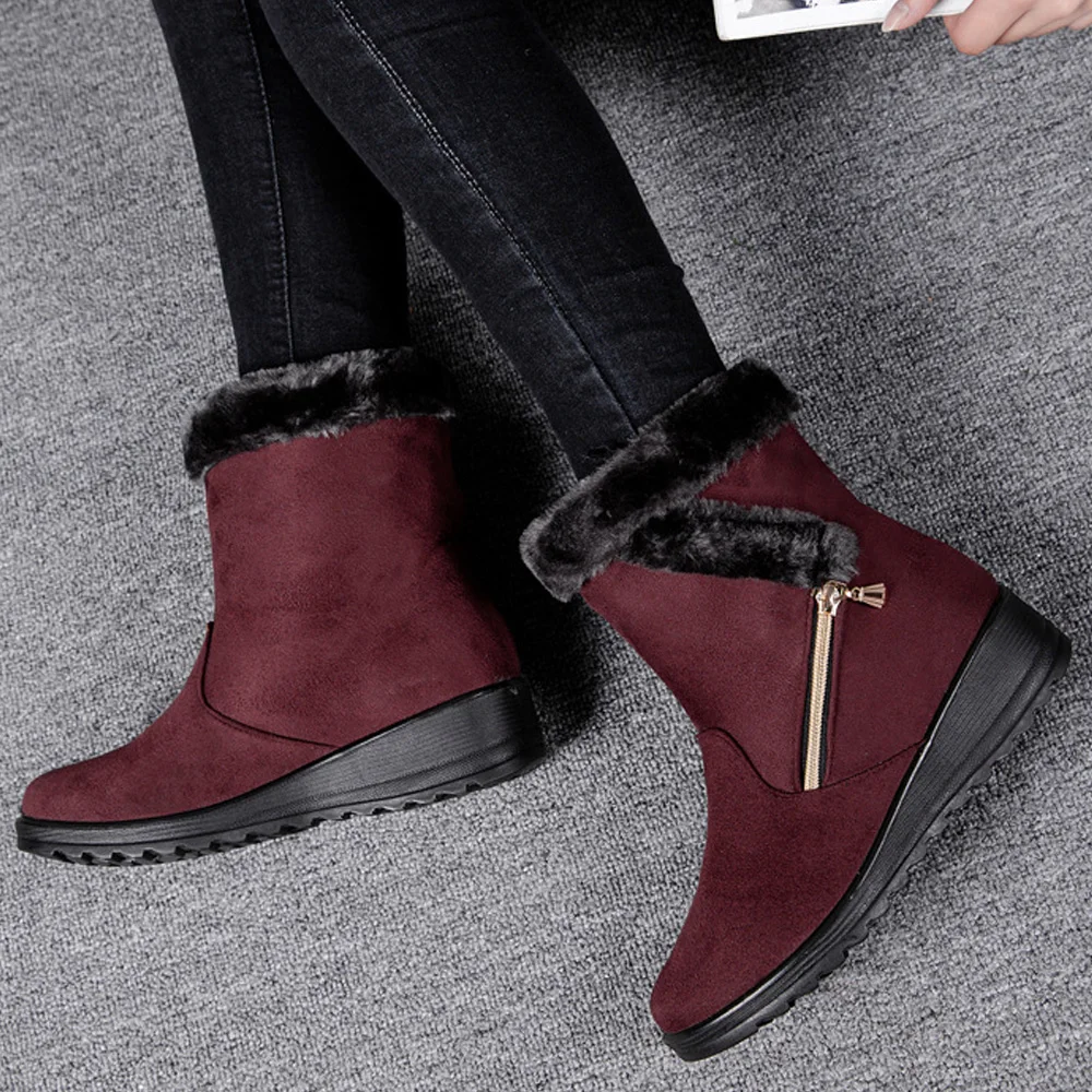Women Boots Warm Fur Snow Boots Fashion Casual Women Shoes Plus Size Ankel Boots Non-Slip Female Boots