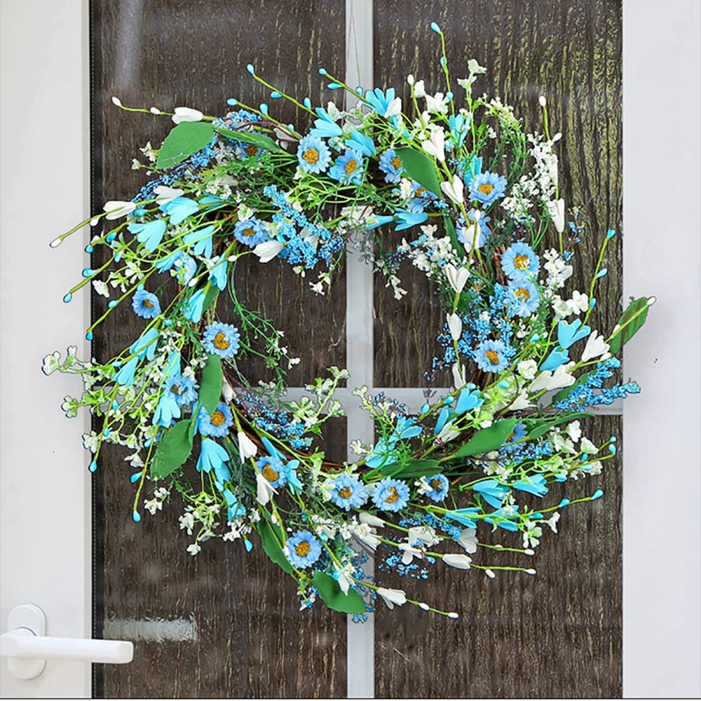 

Artificial Forsythia Flower Wreath All Year Around Wreath for Front Door Window Home Wall Indoor Front Door Decor