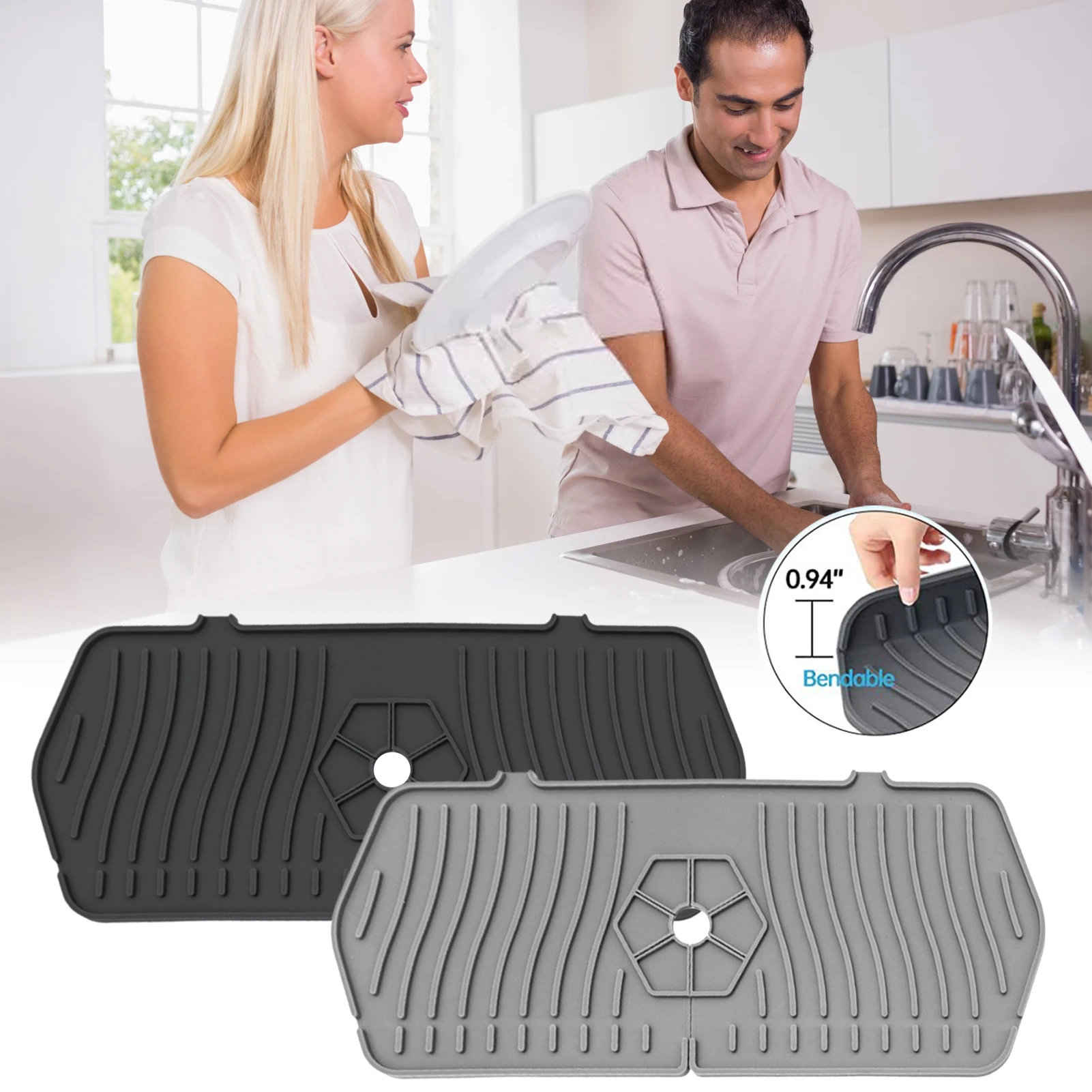 

Silicone Kitchen Sink Mats Silicone Faucet Mat Draining Pad Faucet Handle Water Drying Mat For Kitchen Bathroom Countertop