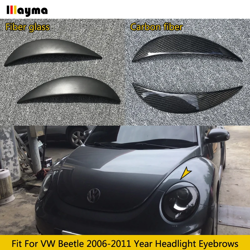 

For VW Beelte 2006 - 2011 Carbon Fiber Headlight Cover Eyelids For Volkswagen Fiber Glass Primer Front Lamp Decorative Sticker
