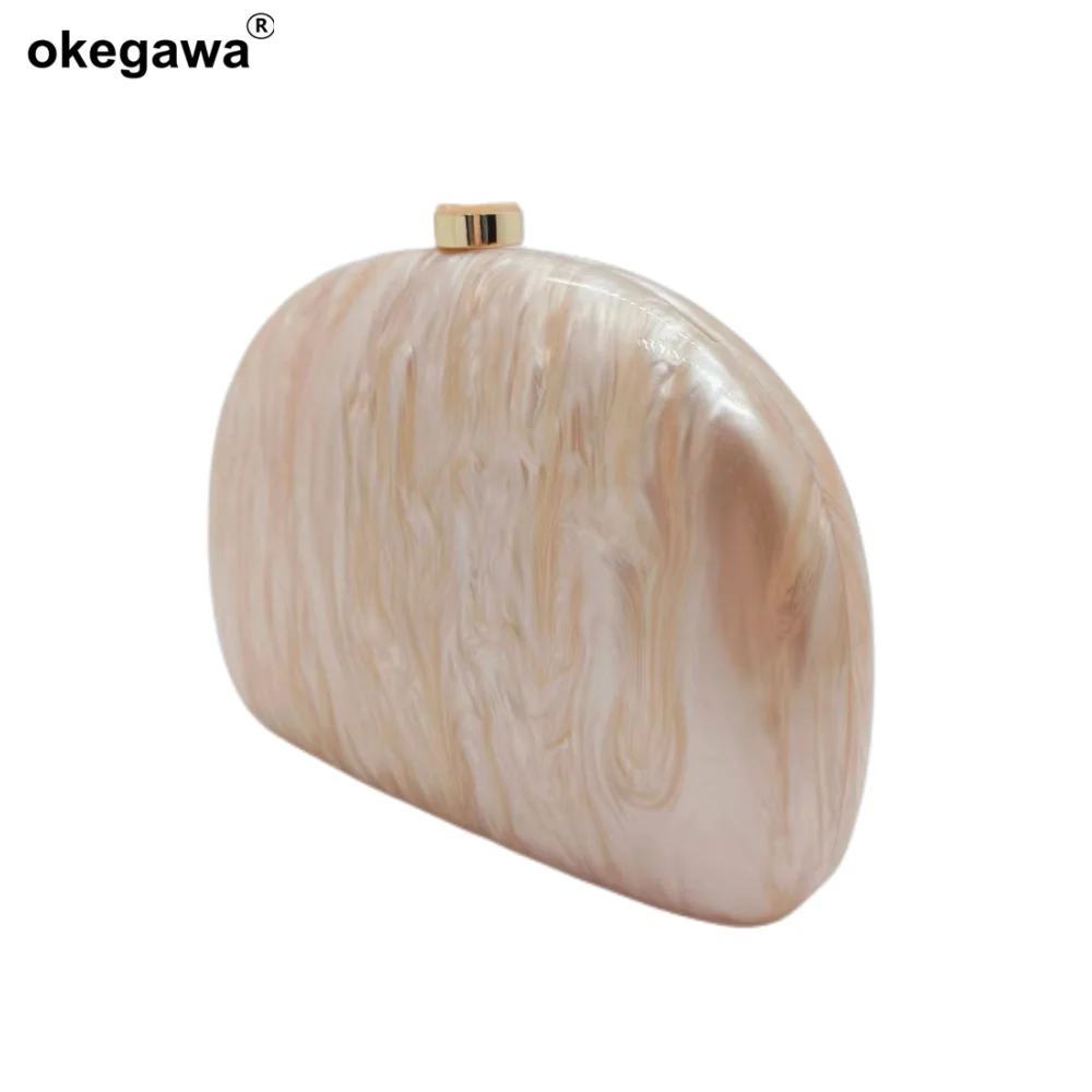 

Half Circular Handmade Marble Acrylic Mini Party Wedding Handbag Women Lady Gift Luxury Clutch Bags Female Chic Designer Purses