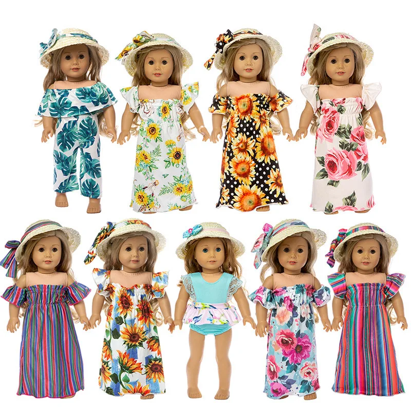 

Модная соломенная шляпа и юбка, 9 стилей, подходит для кукол и кукол американской девочки 18 дюймов, аксессуары для детей, лучший подарок