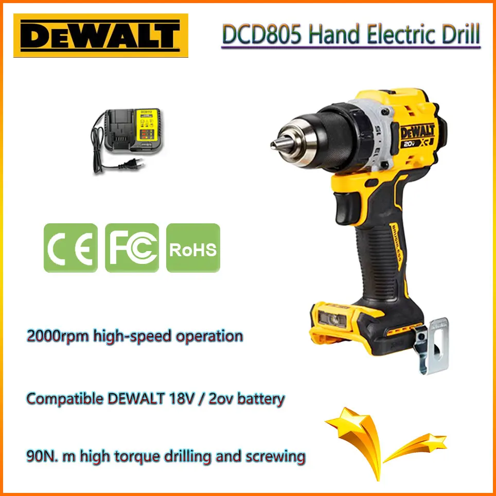

DEWALT DCD805 20V Lithium Power Tools 2000RPM 34000IPM 90NM 1/2in Brushless Cordless Hammer Drill/Driver