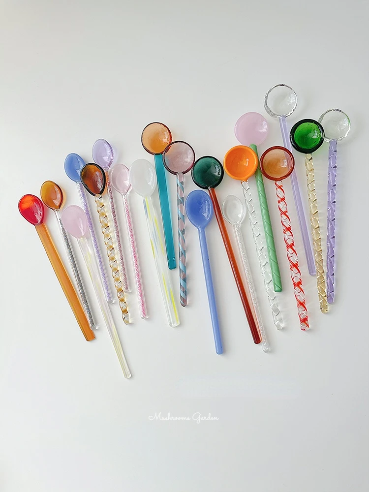 

Cute Candy Series Stained Glass Spoon Spiral Twist Glazed Spoon Coffee Stirring Spoon Dessert