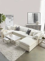 ultra wide sitting deep science and technology cloth sofa small family latex down living room simple modern linen sofa