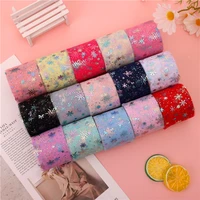 25yards 12cm glitter colorful small snowflakes printed organza ribbons diy sewing fabric wedding party decoration accessories