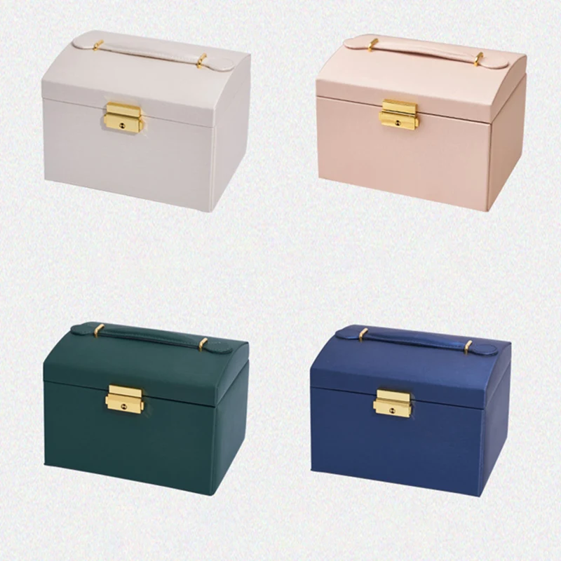 

Jewelry Box High Capacity PU Leather Necklace Earrings Rings Bracelets Jewelry Box Portable Travel Casket