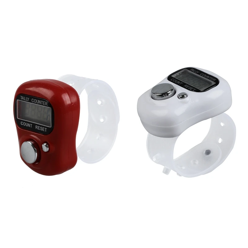 

2 Pcs Mini LCD Electronic Digital Display Finger Hand Tally Counter Counting , White & Red