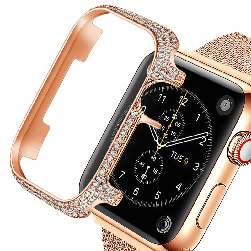 

Алмазный защитный чехол для Apple Watch серии 6 SE 5 4 3 2 1 38 мм 42 мм для Iwatch 6 5 4 40 мм 44 мм аксессуары стальной чехол