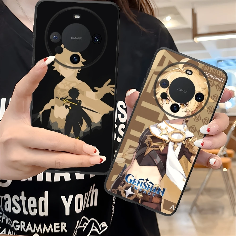 Чехол для мобильного телефона Genshin Impact Aether Huawei Mate 60 50 40 30 20 10 Pro Plus Lite E 5G черный
