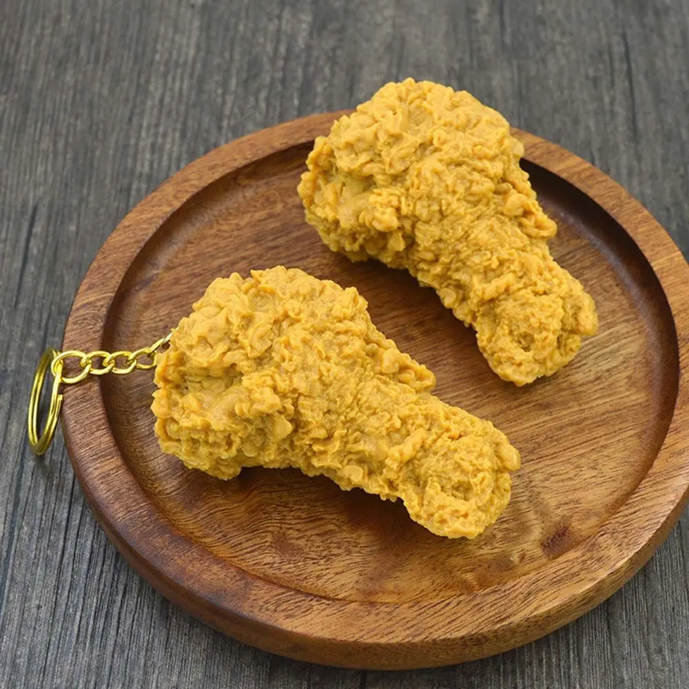 Куриные наггетсы Жареная курица Картофель фри вокруг еды Подвеска Брелоки