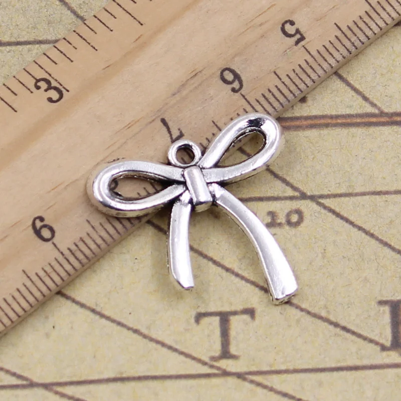 

20pcs Charms Bowknot Bow 25x24mm Tibetan Bronze Silver Color Pendants Crafts Making Findings Handmade Antique DIY Jewelry