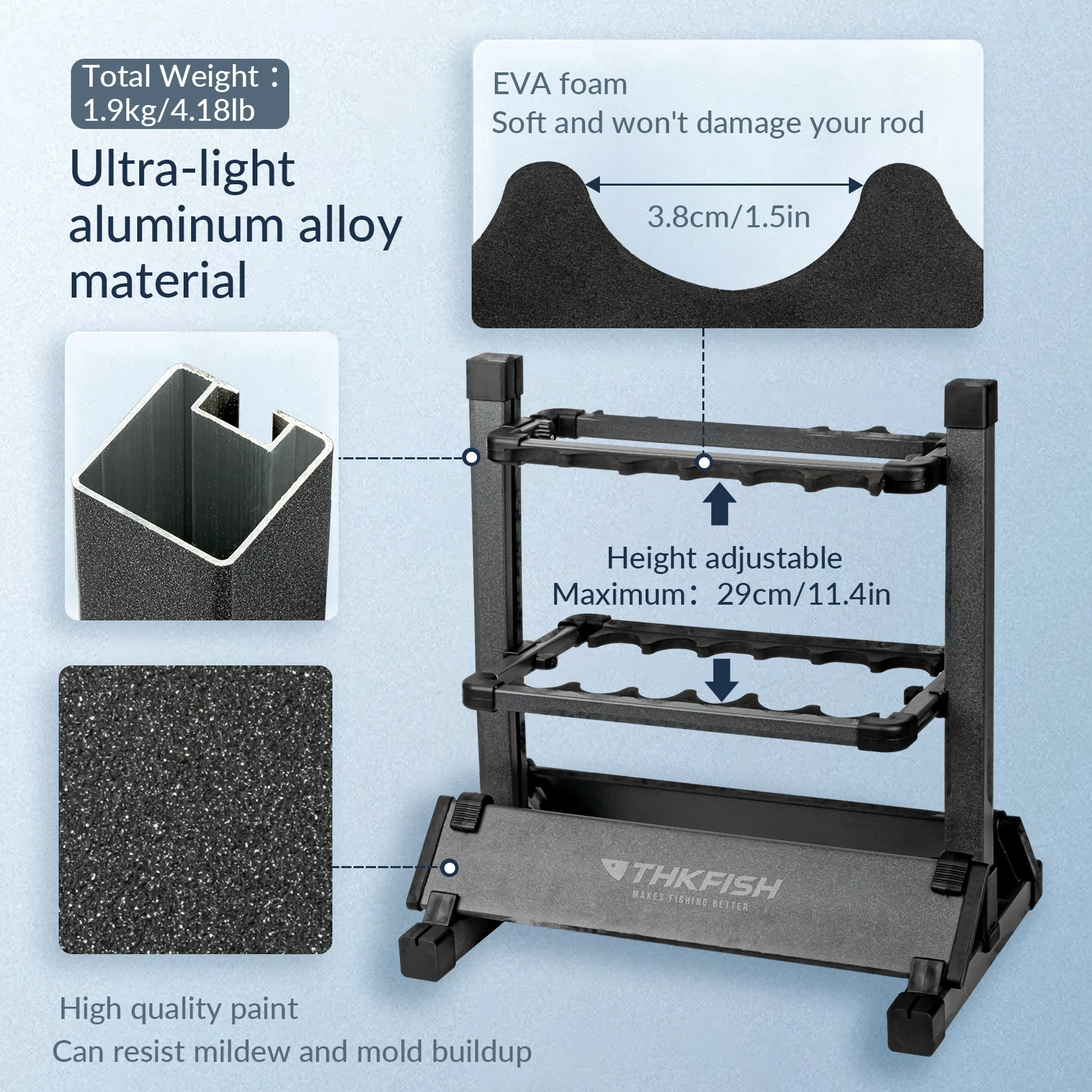 Портативный Напольный держатель из алюминиевого сплава для удочек 12 ячеек -