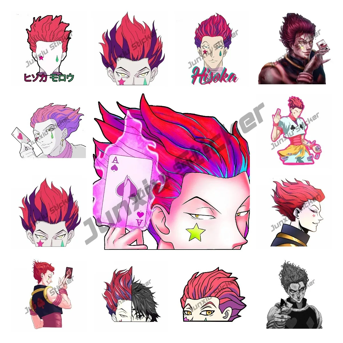 

Funny Cartoon Car Decals Hisoka Hxh Anime Car Sticker Decor Sunscreen RV VAN Car Accessories Vinyl Decal Campervan Glue Sticker