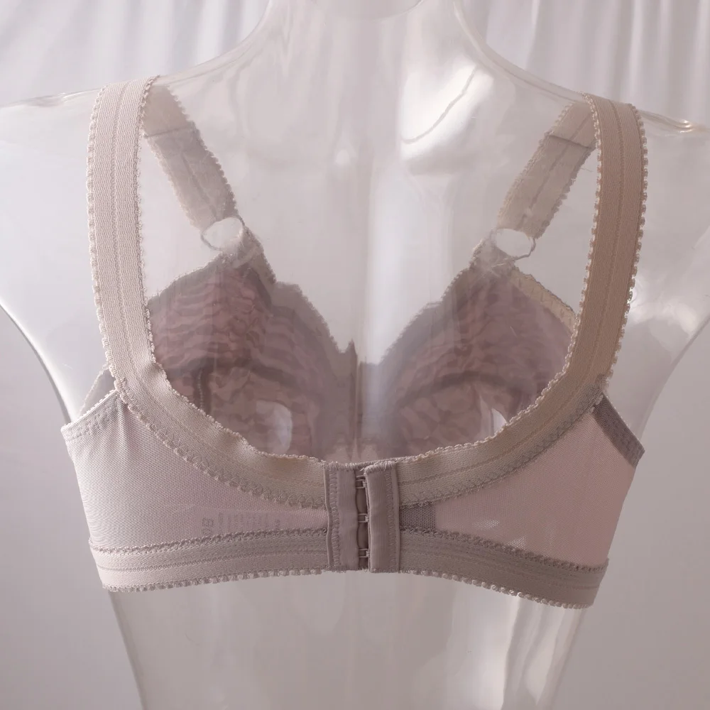 Plus Size Lace Bra For Women Unlined Full Coverage Ultra Thin Wireless Adjusted-straps Big Minimizer Bras A B C D DD E F