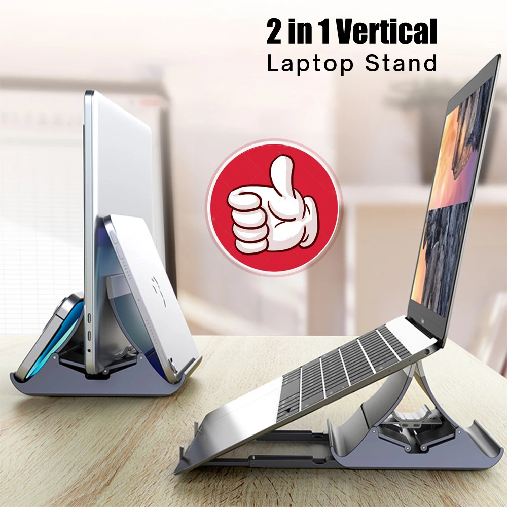 

Вертикальная подставка для ноутбука MacBook Air Pro 2 в 1, держатель с нескользящим кронштейном, поддержка других планшетов и ноутбуков, универсаль...